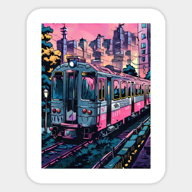 Sunset Train Ride Sticker by Tankuss 